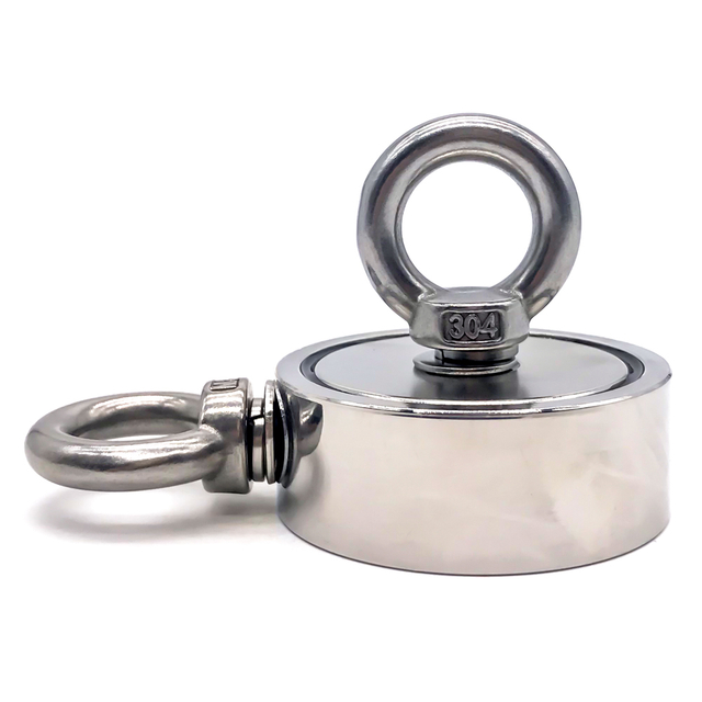 Ímã de pesca de neodímio com olhal SST de dois lados com enchimento de epóxi